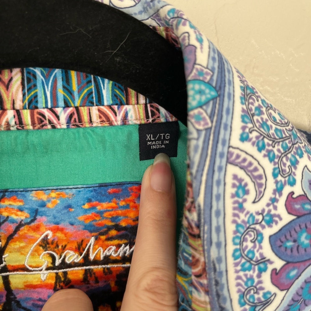 Robert Graham Paisley Striped Multicolor Button Up 100% Cotton Shirt Men’s XL - Picture 3 of 7